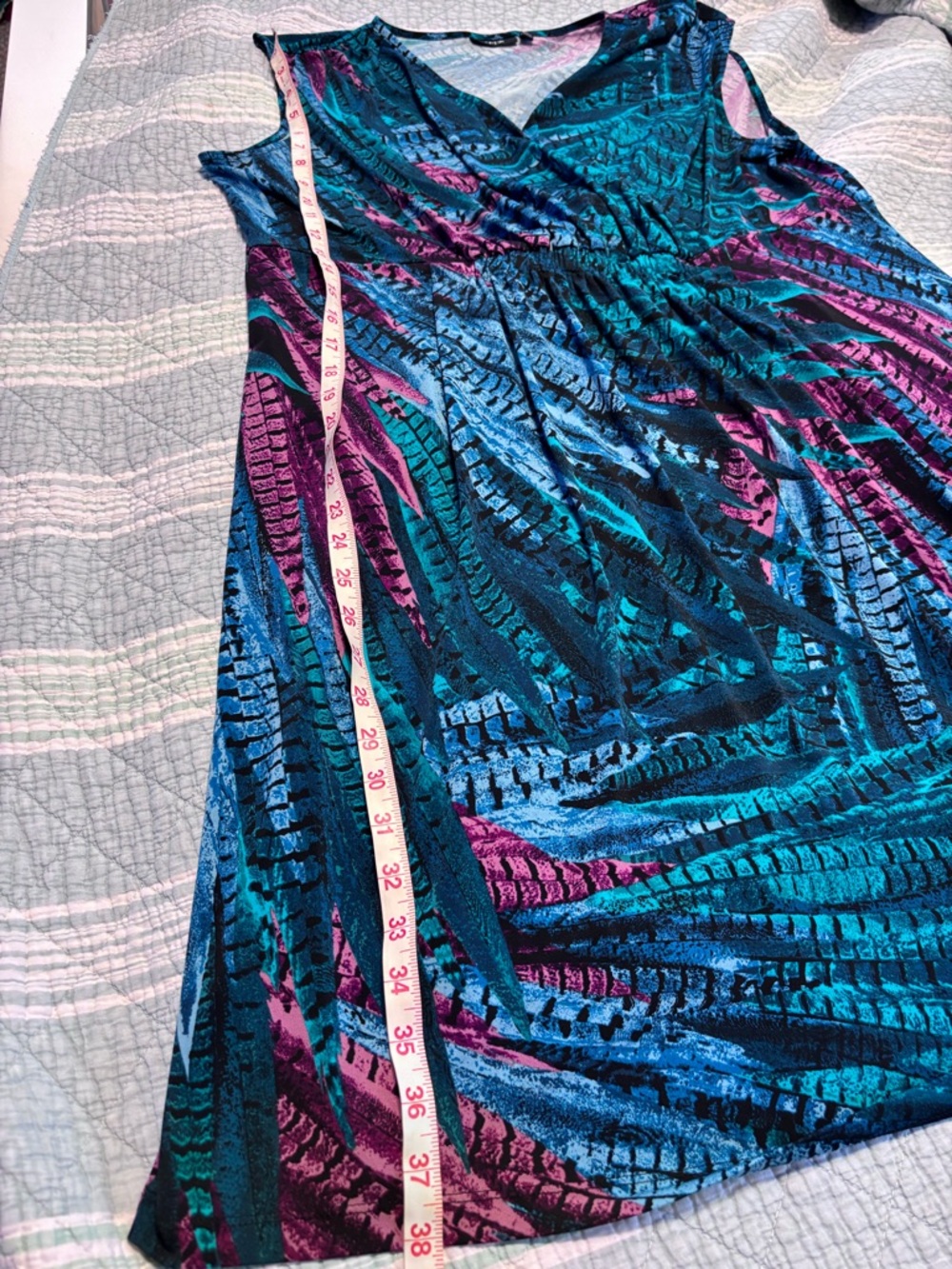 Apt. 9 Teal, Blue & Purple V-Neck Midi Dress - Picture 5 of 5